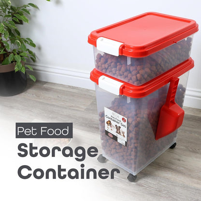 3 Pcs Airtight Pet Food Storage Container with Plastic Measuring Scoop for Pets